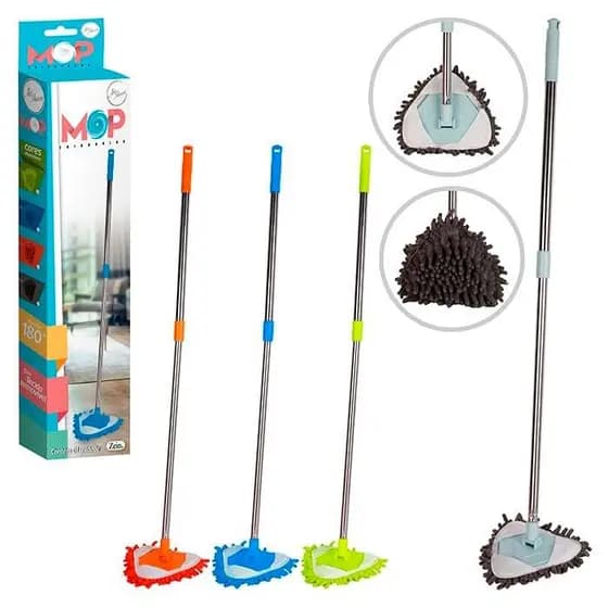 Mop Mini Triangular 180 Graus Limpeza Vidro Teto Parede Box Multiuso