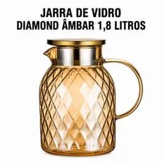 Jarra de Vidro Borossilicato Diamond Âmbar 1,8L com Tampa e Alça