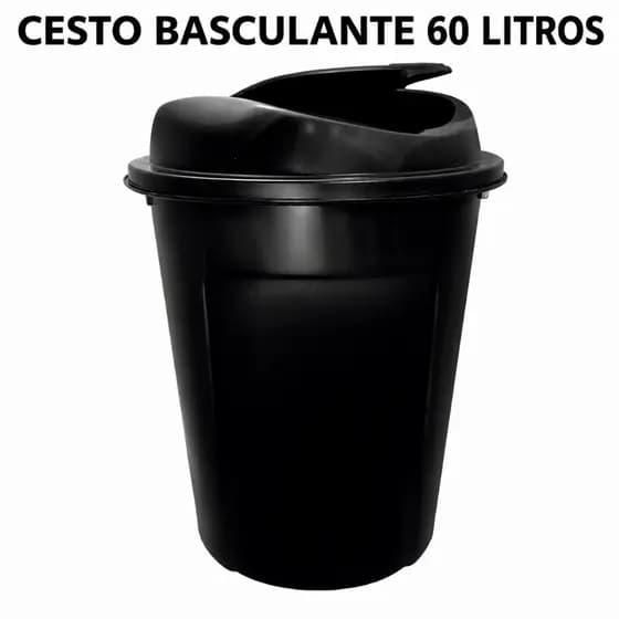 Cesto Basculante 60 Litros Versátil Casa Cozinha Banheiro Lixeira Roupas Brinquedos