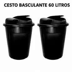 Kit 2 Cestos Lixeira Vai e Vem Basculante 60 Litros Multiuso Água Lixo Roupas