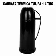 Garrafa Térmica Tulipa 1 Litro Preta Versátil Café Água Quente