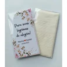 Lencinho Lágrimas de Alegria Personalizado Kit com 60 unidades