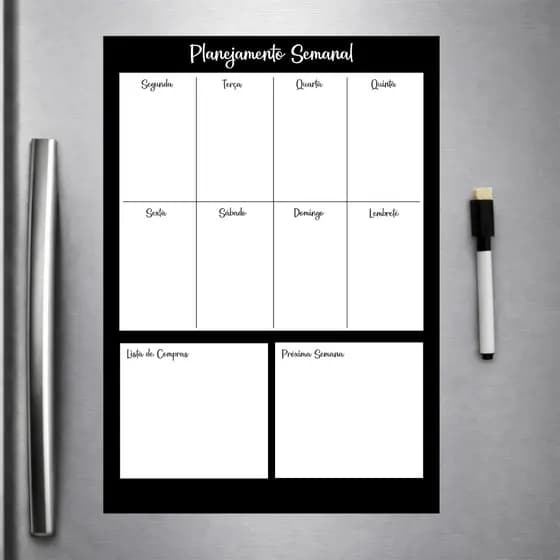 Planner Magnético para geladeira com caneta