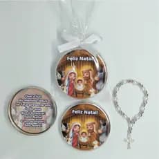 Lembrancinha Kit 15 Latinhas com Mini Terço Natal