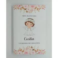 Lembrancinha Livrinho de Orações Personalizado Batizado Menina Kit com 10 unidades