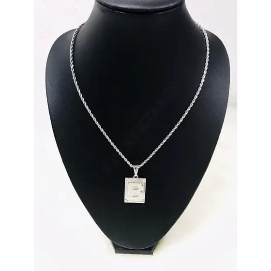Colar Feminino LETRA Inicial Do Nome Nome Do A-Z Cor Prata Envio Imediato