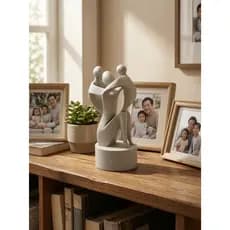 Escultura Decorativa Mãe e Filhos 24CM Presente Afetivo Dia das Mães Decoração Afetiva Família Casa Grande