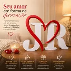 Iniciais Decorativas Com Coração Romântico Personalizado Em PLA Para Casais Decoração Presente