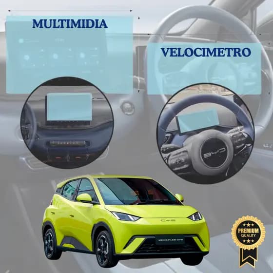 BYD Dolphin MINI Kit Película Premium Proteção Hydrogel Multimídia e Velocímetro