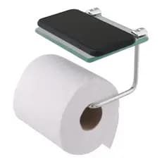 Porta Papel Higienico Suporte Com Prateleira De Vidro Para Celular  Banheiro