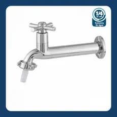 Torneira "Retrô" de Parede para Pia/Tanque/Jardim Cromada com Bico p/ Mangueira em ABS 1158