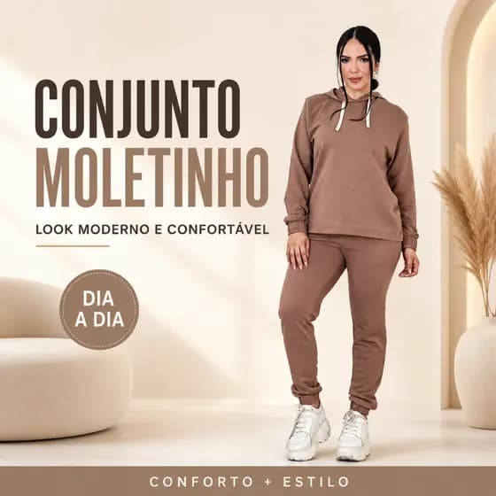 Conjunto Moletinho Feminino Confortável Estiloso Moleton