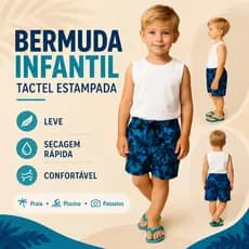 Shorts Infantil Em Tactel Reforçado - Menino - Seca Rápido