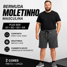 Bermuda Moletinho Masculina Plus Size G1 G2 G3 G4 Confortável Casual Dia a Dia