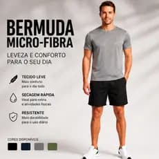 Bermuda Micro Fibra Masculina Secagem Rápida Leve Confortável Academia Praia Dia a Dia