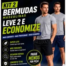 Kit 2 Bermudas Masculinas Tactel Microfibra Leve Secagem Rápida Praia Academia