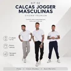Kit 2 Calças Jogger Masculinas Com Elastano E Bolsos