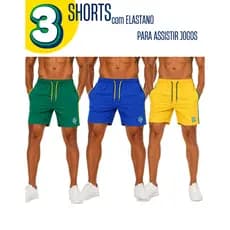 KIT 3 BERMUDAS MASCULINAS JOGOS BRASIL