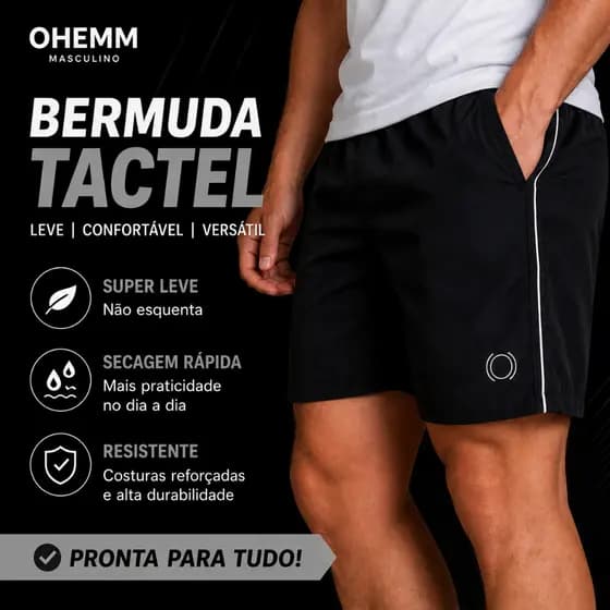 Shorts - Bermuda Masculina com Bolso Traseiro Respirável, Seca Rápido, Academia, Futebol, Lazer