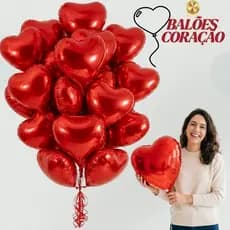 Kit Balão Coração Metalizados 45cm 18pol Decoração Dia dos Namorados Pais Gás Hélio 5/10/20 Unidades