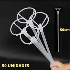 Vareta Pega Balão Transparente 50 Cm - Kit 50 Unidades