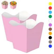 Cachepot de Papel Liso Pequeno Várias Cores Decoração Flores/Doces/Enfeites Xadrez Temáticos