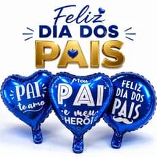 Kit Balão Redondo Metalizado Azul 22cm Dia dos Pais Decoracao Festa Centro Mesa Homenagem Pai