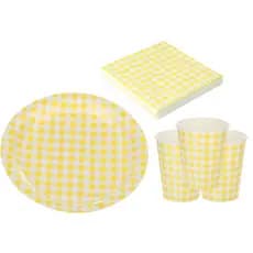 Kit Descartável Prato Copo Guardanapo Xadrez Aniversário