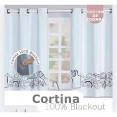 Cortina Blackout Corta Luz de Cozinha Estampada 2,20(Larg) X 1,30(Alt)