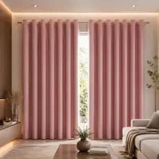 Cortina Microfibra 3,00 X 2,50 Para Quarto e Sala - ROSA ILHÓS CROMADO