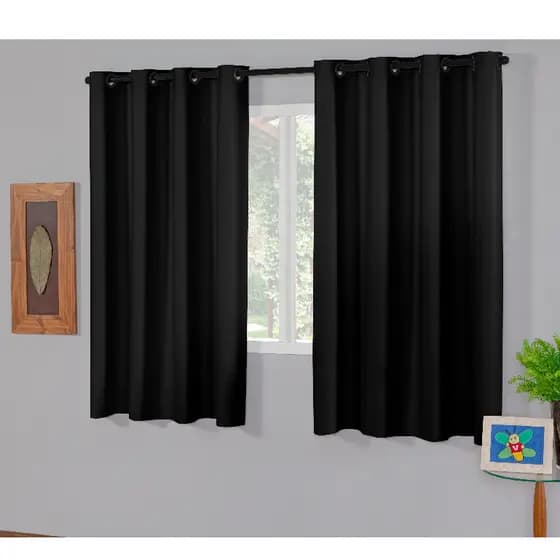 Cortina Corta Luz 2,80m X 1,60m 100% Blackout PVC Para Sala Ou Quarto - Preta