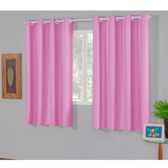 Cortina Corta Luz 2,80m X 1,60m 100% Blackout PVC Para Sala Ou Quarto Para Varão Simples - Rosa