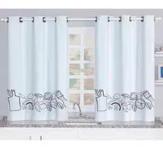 Cortina Blackout de Cozinha Estampada 2,20(Larg) X 1,30(Alt) - Branco