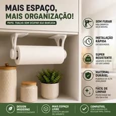 Suporte de Papel Toalha Fácil de Montar Papel Sempre à Mão Organize Seu Armário Sua Bancada