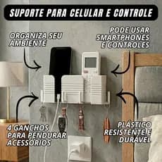 Suporte Duplo Multiuso Para Controle Remoto E Celular Grande Organização Sem FurosSuporte Multiuso Para Controle Remoto