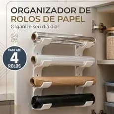 Suporte Organizador de Rolos Para Armário De Cozinha Suporte Para 4 Rolos Economiza Espaço e Deixa Tudo à Mão