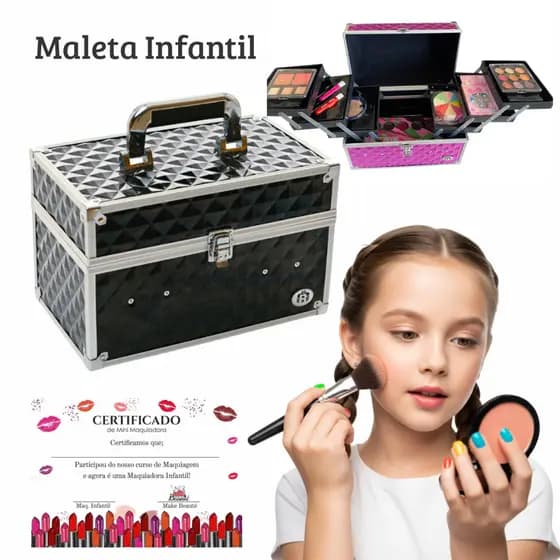 Maleta maquiagem INFANTIL completa, PRETA