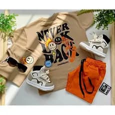 CONJUNTO 2PÇS CAMISÃO LOOK E BERMUDA TECO LARANJA