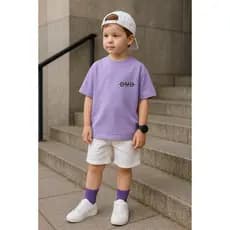 camiseta masculina infantil menino estiloso -CAMISA lavanda  bordado DMB