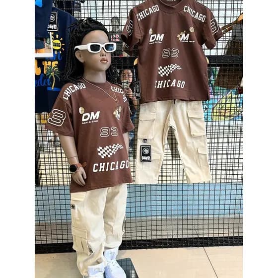 calça infantil masculina sarja cargo | Calça 04 bolsos bege