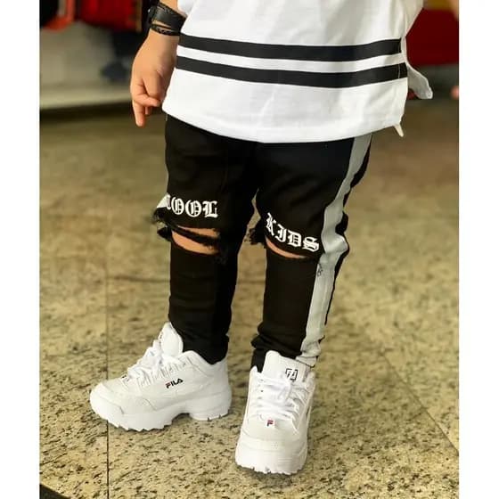 CALÇA JEANS  masculina infantil - calca COOL KIDS PRETA