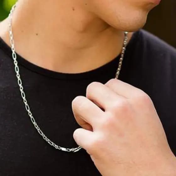 Colar Corrente Grumet aço inox  Masculina Prata Requinte ao Seu Visual