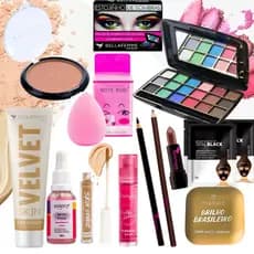 Kit Maquiagem Base Corretivo Batom Blush Pó Compacto