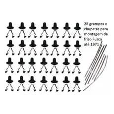 Kit 28 Grampos e Borrachas de Para Friso Largo Fusca Até 71