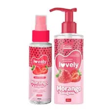 Kit 2pçs Body Splash e Hidratante Morango Lovely - Face Beautiful