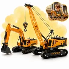 Guindaste Escavadeira Miniatura Brinquedo Articulado Coleção com Regulagens brincar e colecionar