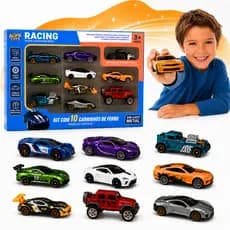 Kit Coleção 10 Carrinhos de Ferro Hot Cars ou 5 unidades Brinquedo Carros Miniatura Metal Meninos