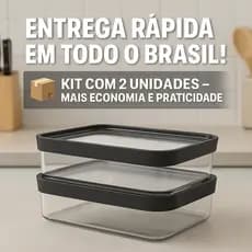 Kit 2 Potes Herméticos Com Vedação Para Alimentos Marmita Porta Frios Presunto Quejo