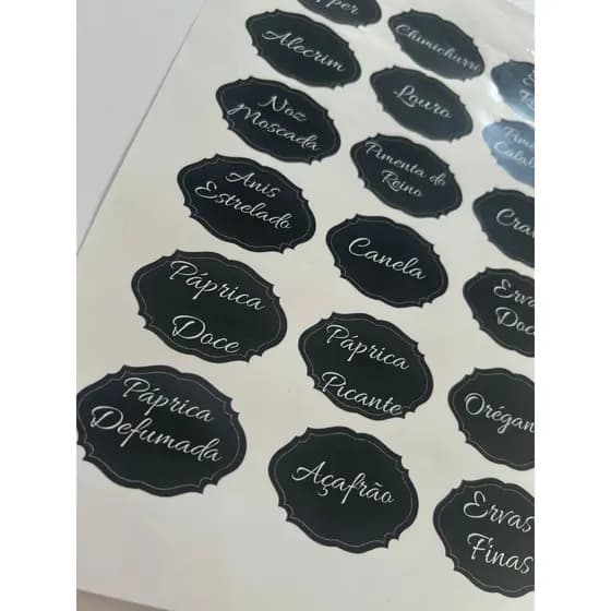 Cartela de adesivos para potes de temperos