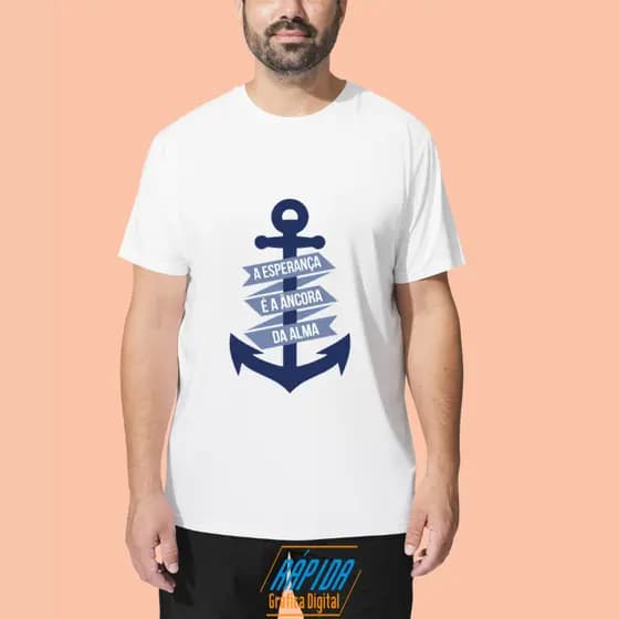 Camiseta Branca com estampa de Âncora Unissex
